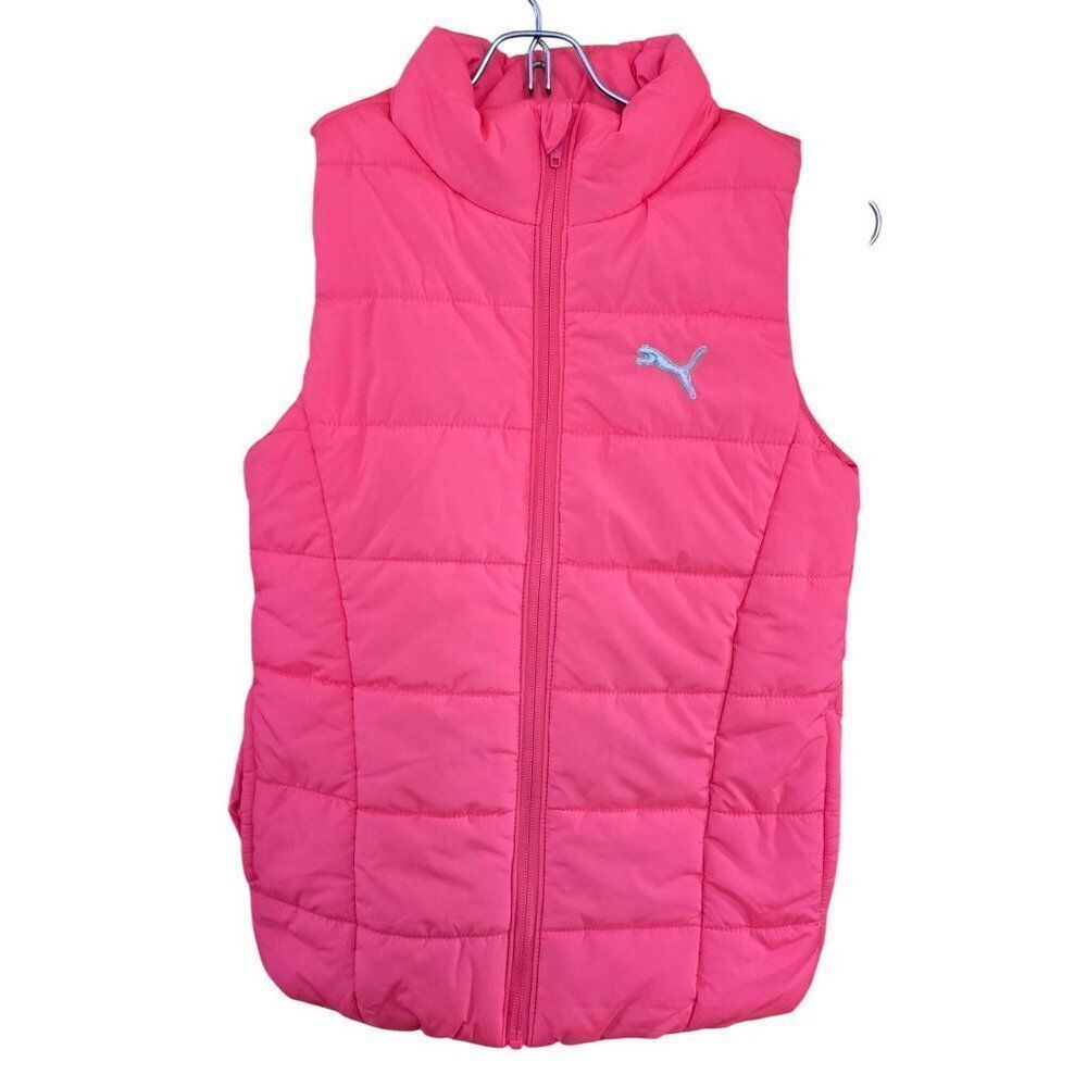 Puma jr Girls Pink Puffer Vest S Lightweight Sleeveless Jacket boho warm fairy